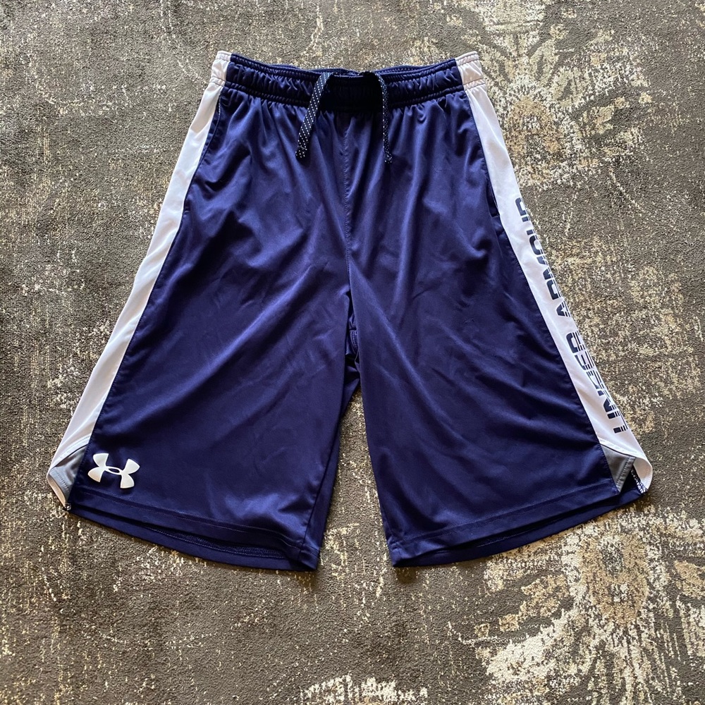 Boys Navy Under Armour Breathable Running Shorts